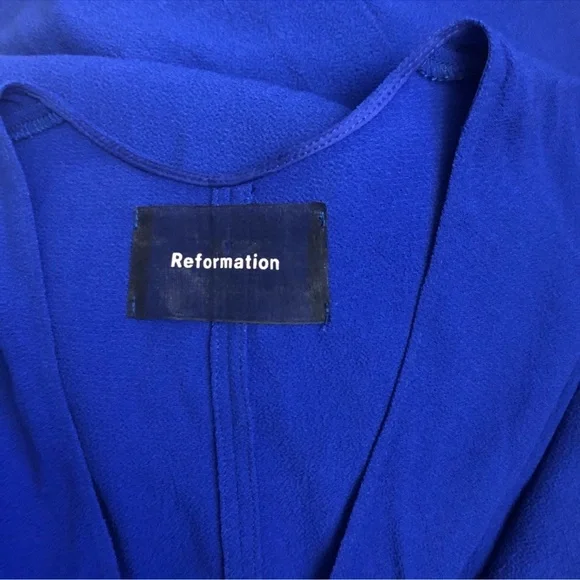 NEW Reformation Westport dress high low hem detailSize 0P Cobalt Blue